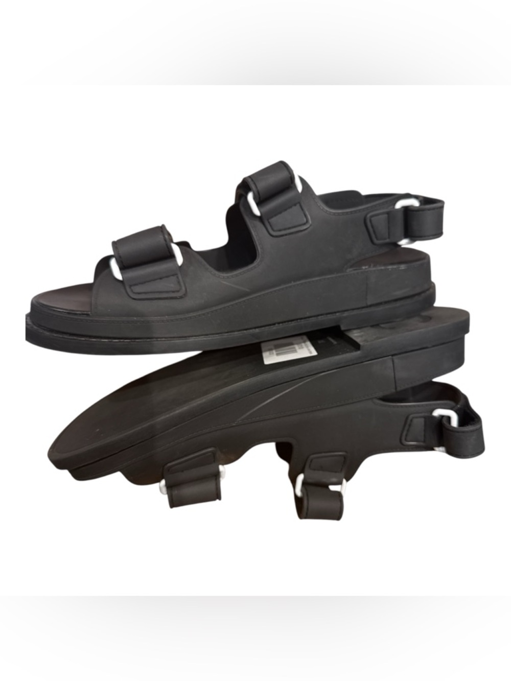 CHANEL SS19 Rubber Dad Chunky Flatform Velcro Flat Sandals 38 - Picture 3 of 5
